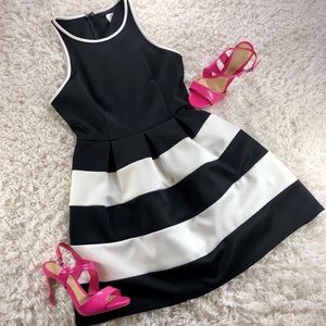 🛍3 FOR 25- BLACK & WHITE FIT AND FLARE DRESS